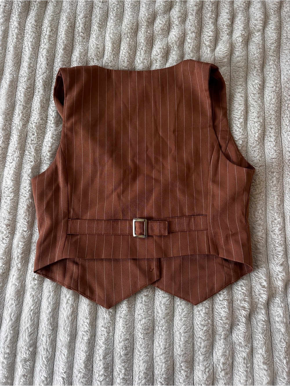 Adika Light Brown Pinstripe Button-Front Vest - Picture 2 of 3